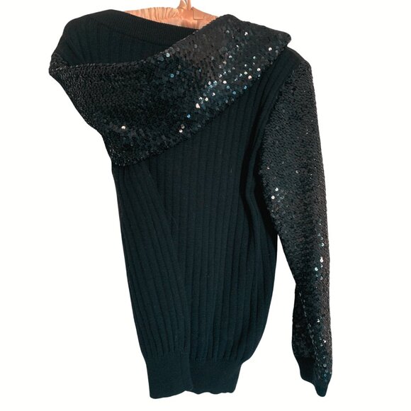 Yves Saint Laurent Rive Gauche YSL Vintage Sequin Wool  Sweater - Picture 3 of 5